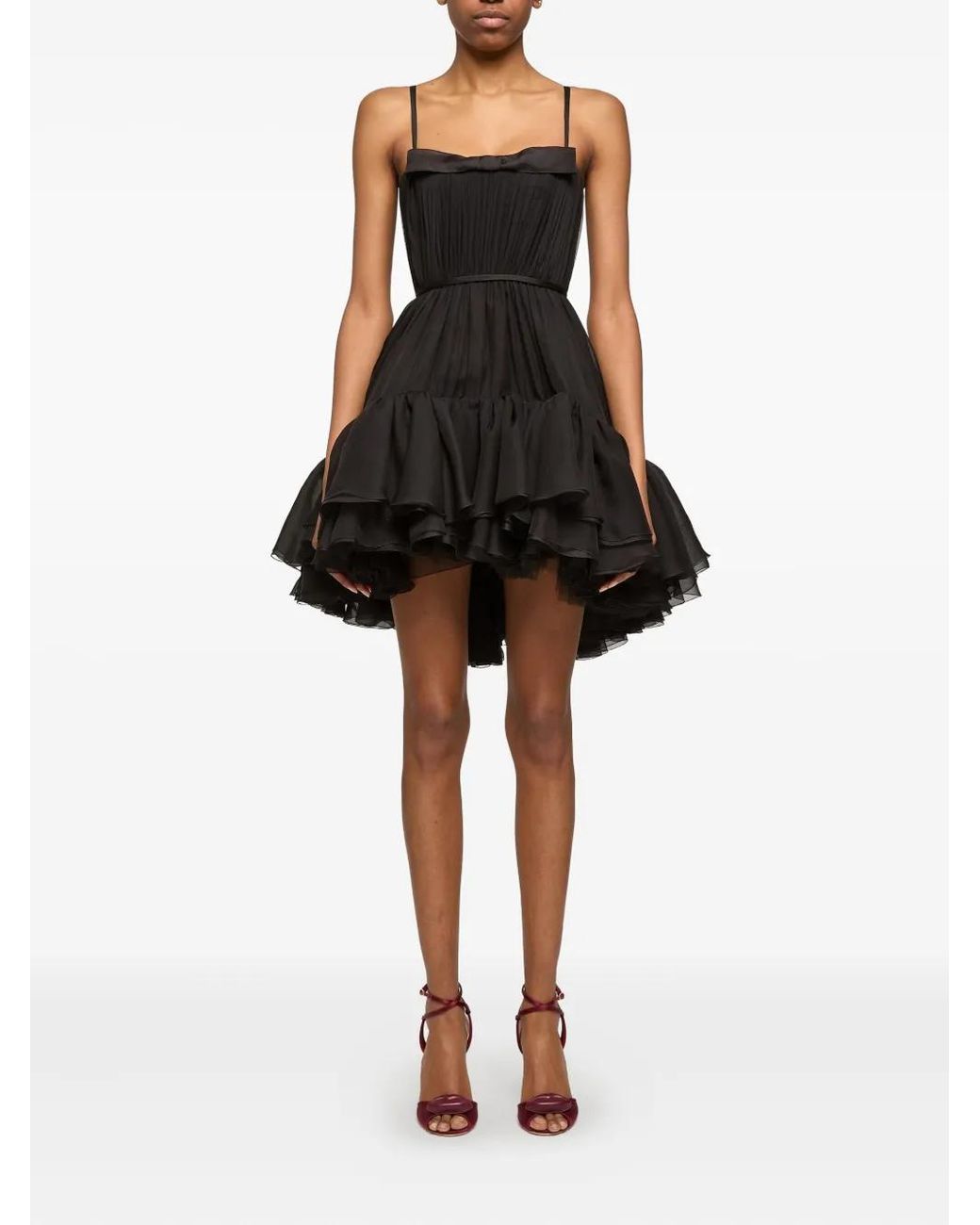 Giambattista Valli Black Pleated Ruffled Dress