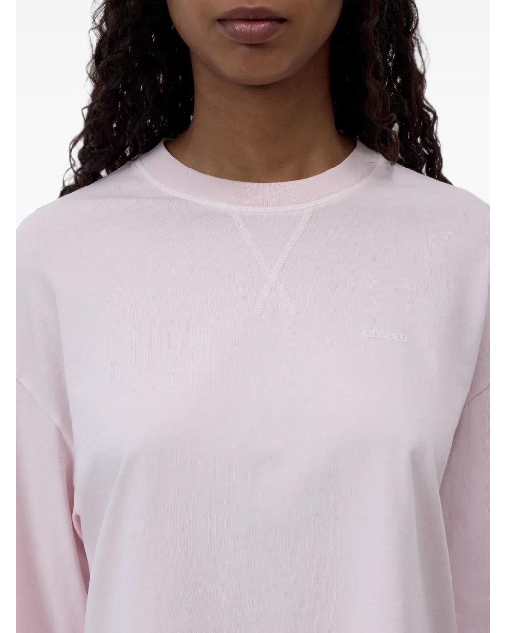Closed Pink Logo-Embroidered Crew-Neck T-Shirt