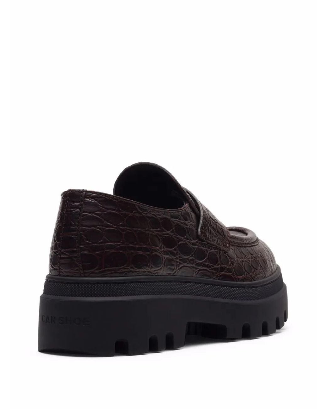 Car Shoe Black Crocodile Effect Moccasins