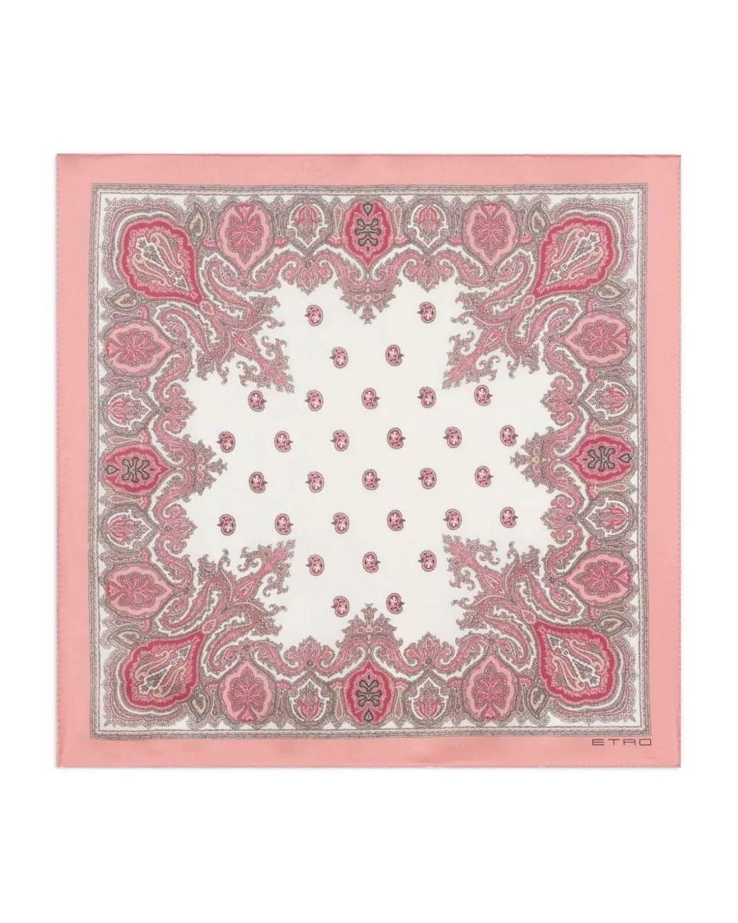 Etro Pink Silk Pocket Square With Paisley Motif for men