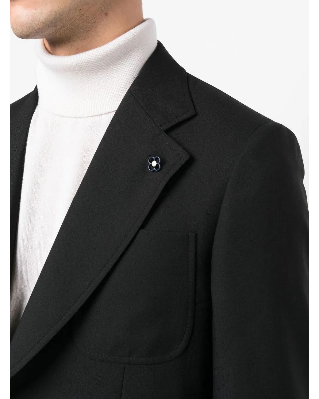 Lardini Black Single-Breasted Wool Suit for men