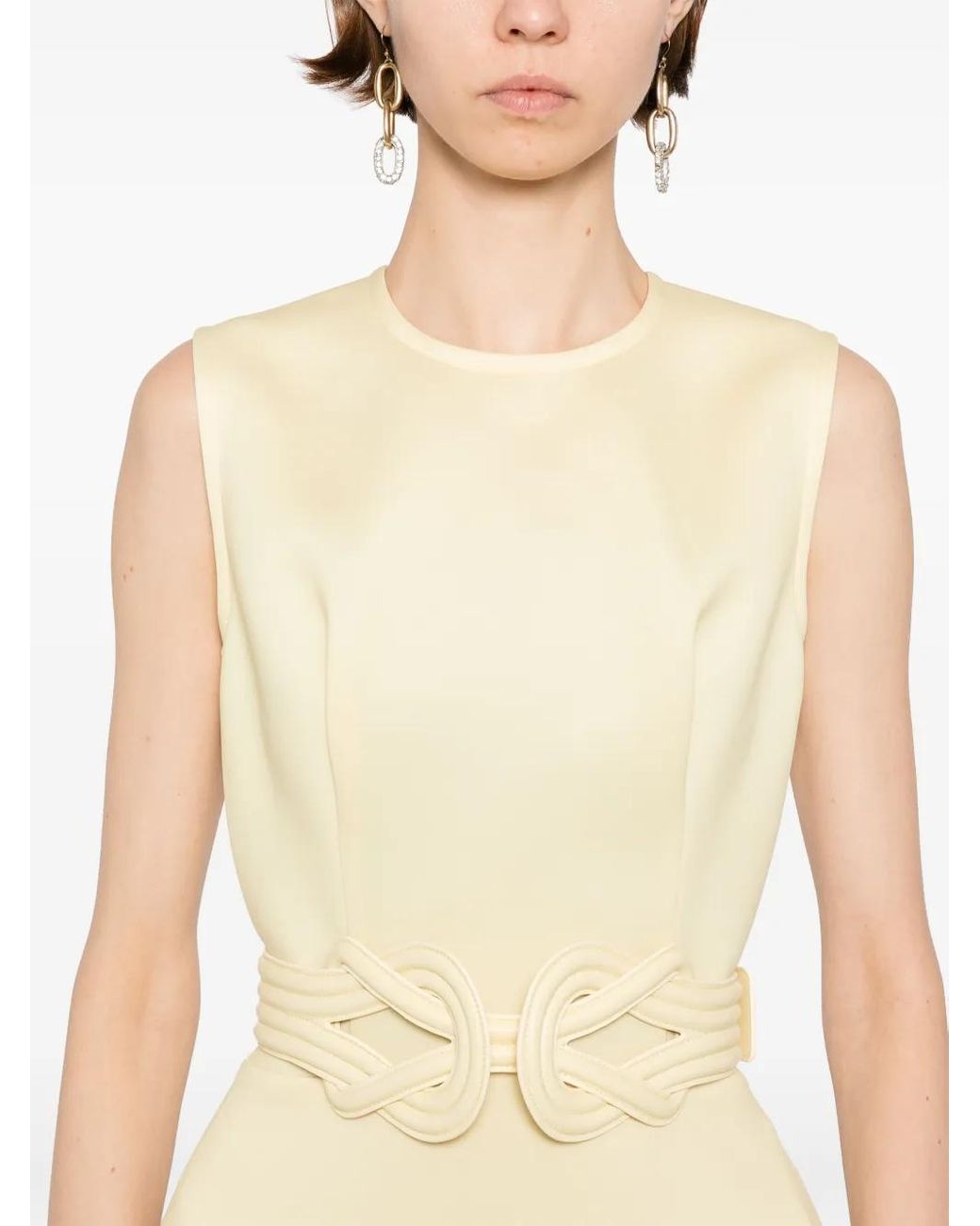 Saiid Kobeisy Natural Ruffled Mini Dress