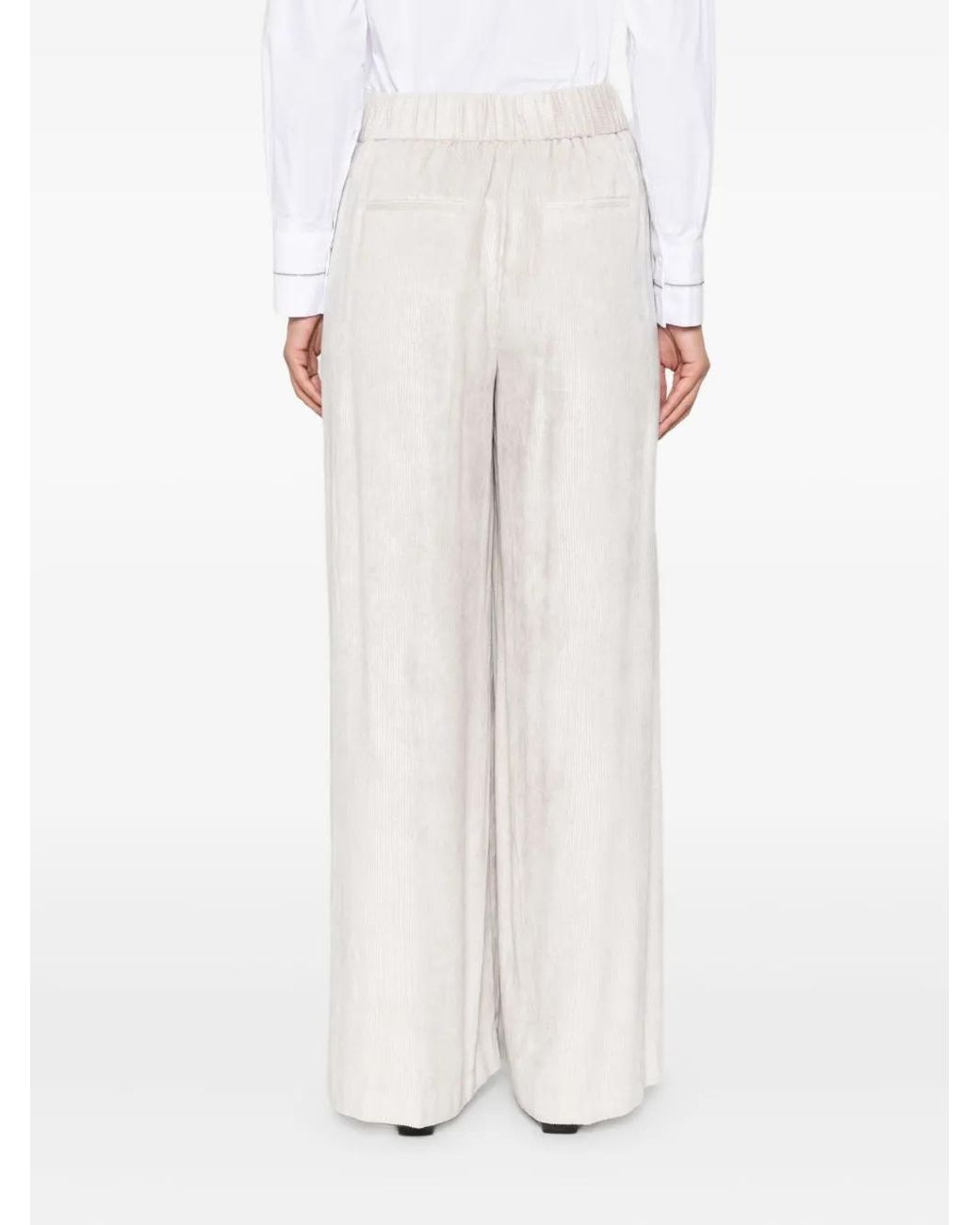 Peserico White Elastic-Waist Trousers