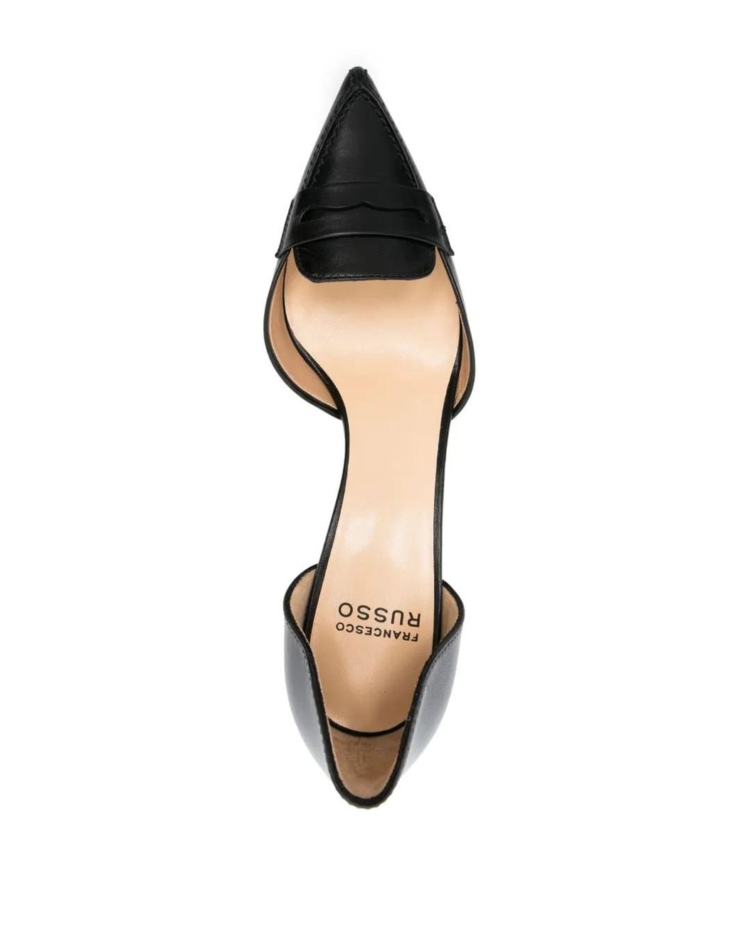 Francesco Russo Black D'Orsay 55Mm Penny Leather Pumps