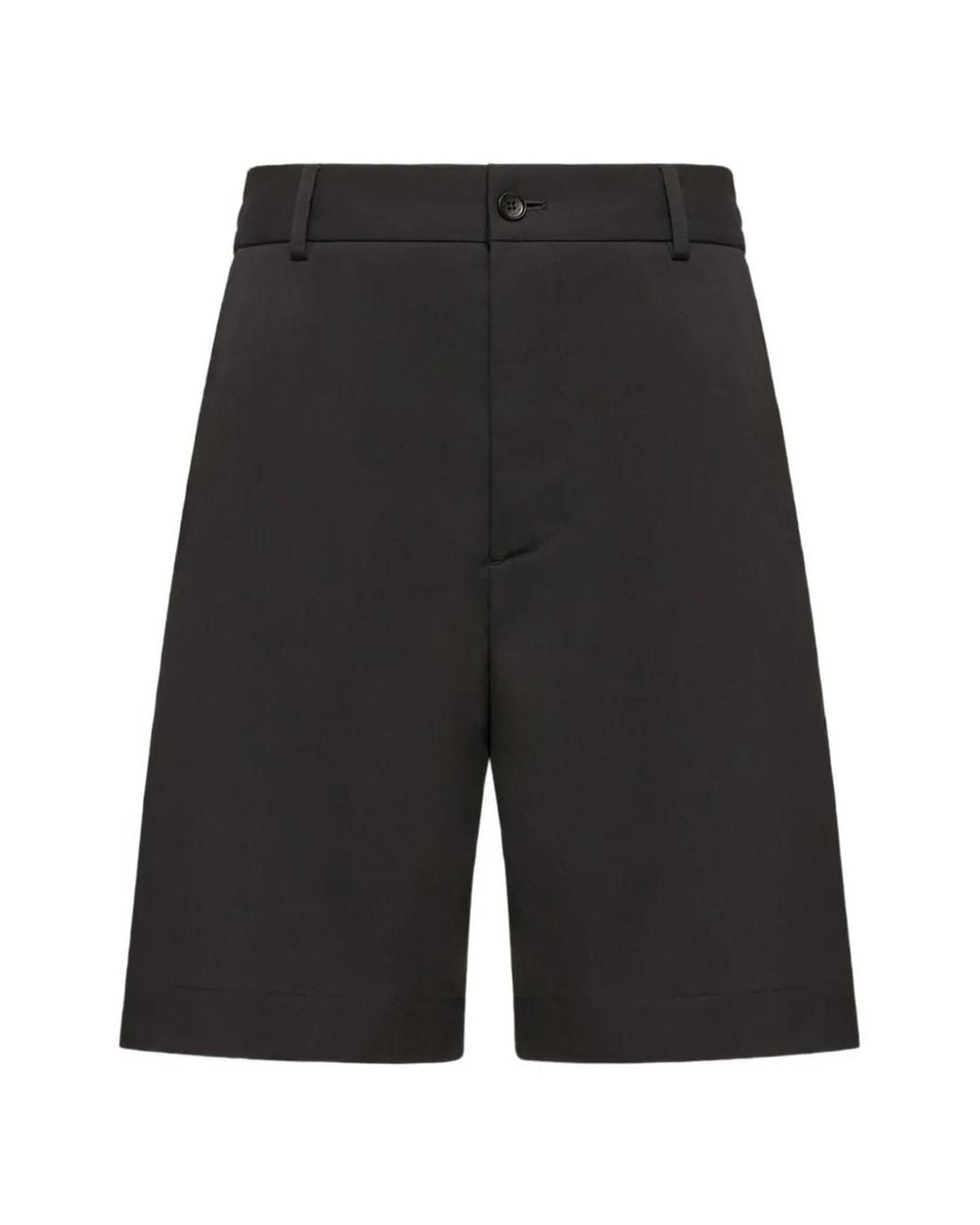 Moncler Black Wool Blend Gabardine Bermuda Shorts for men