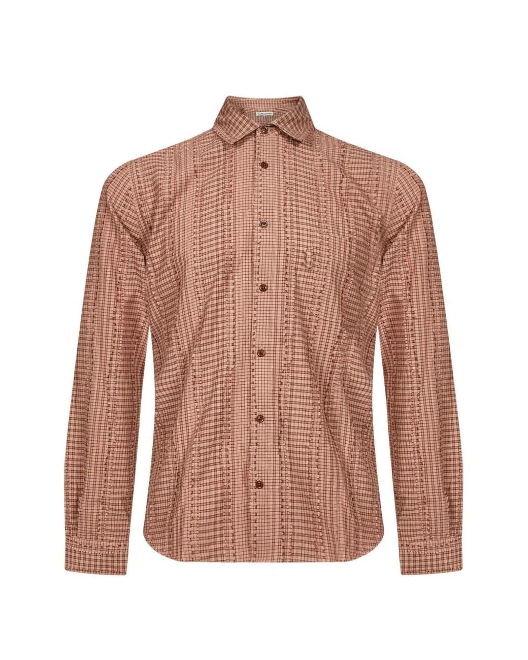 YMC Brown Check-Pattern Seersucker Shirt for men