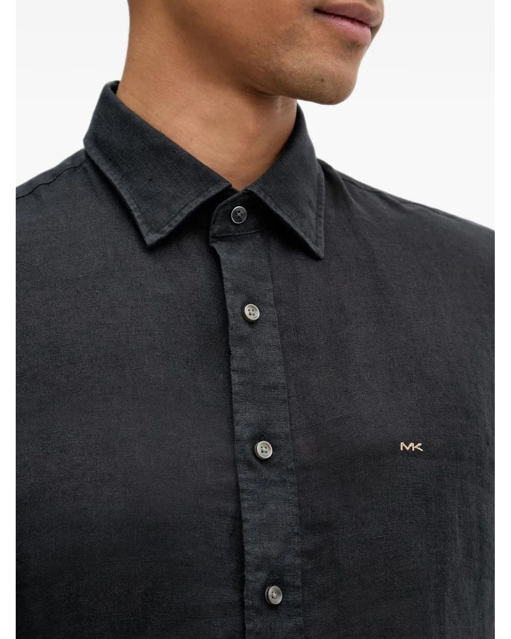 Michael Kors Blue Logo-Embroidered Long-Sleeved Shirt for men