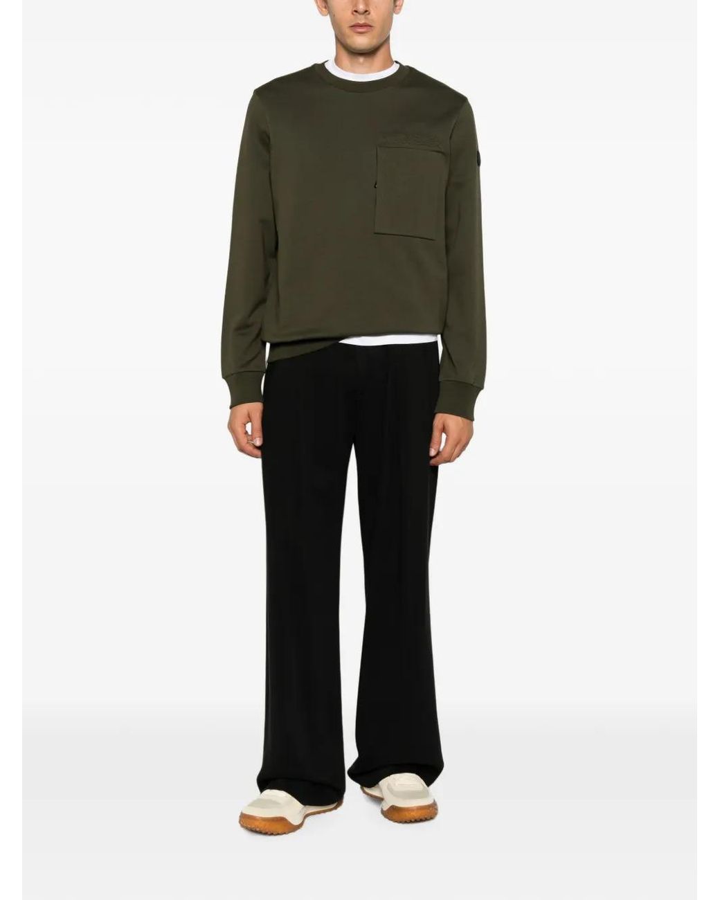 Moncler Green Logo-Embossed Sweatshirt for men