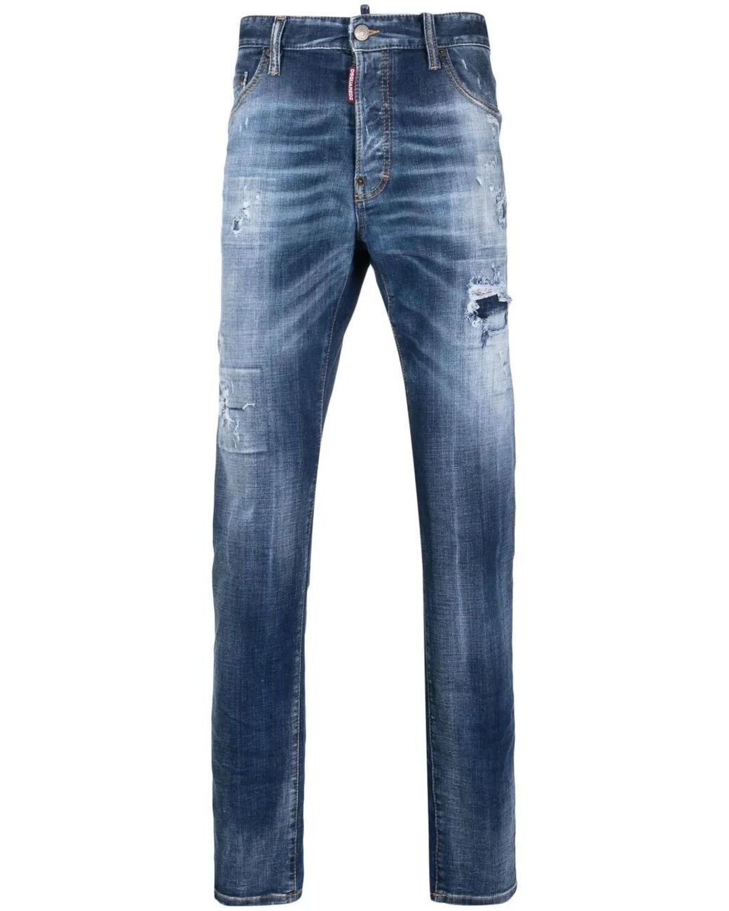 DSquared² Blue Slim-Fit Distressed-Finish Jeans for men