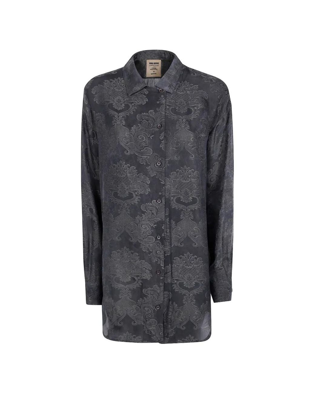 Uma Wang Gray Damask-Patterned Button-Up Shirt
