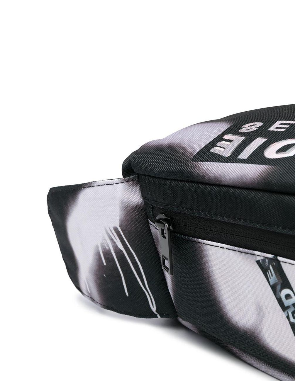 DIESEL Graffiti And Logo Print Belt Bag in Black for Men - Lyst