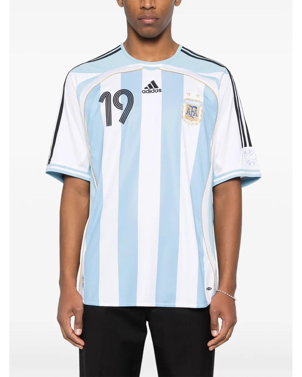 Adidas Blue Striped Pattern Round Neck T-Shirt for men