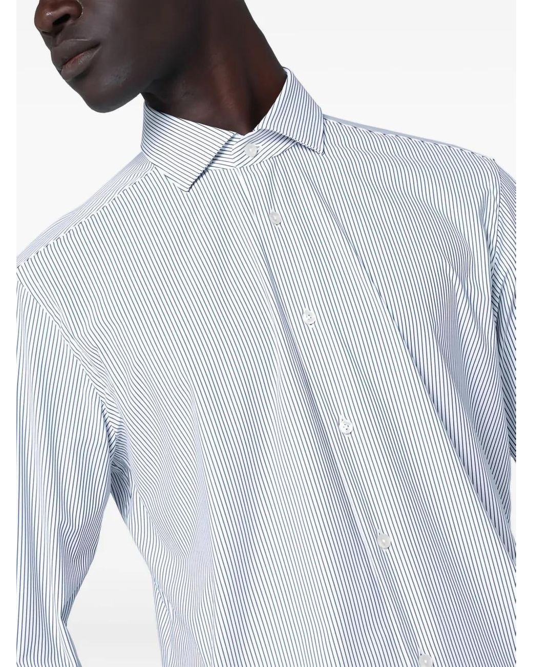 Xacus White Chemise Rayée À Manches Longues for men