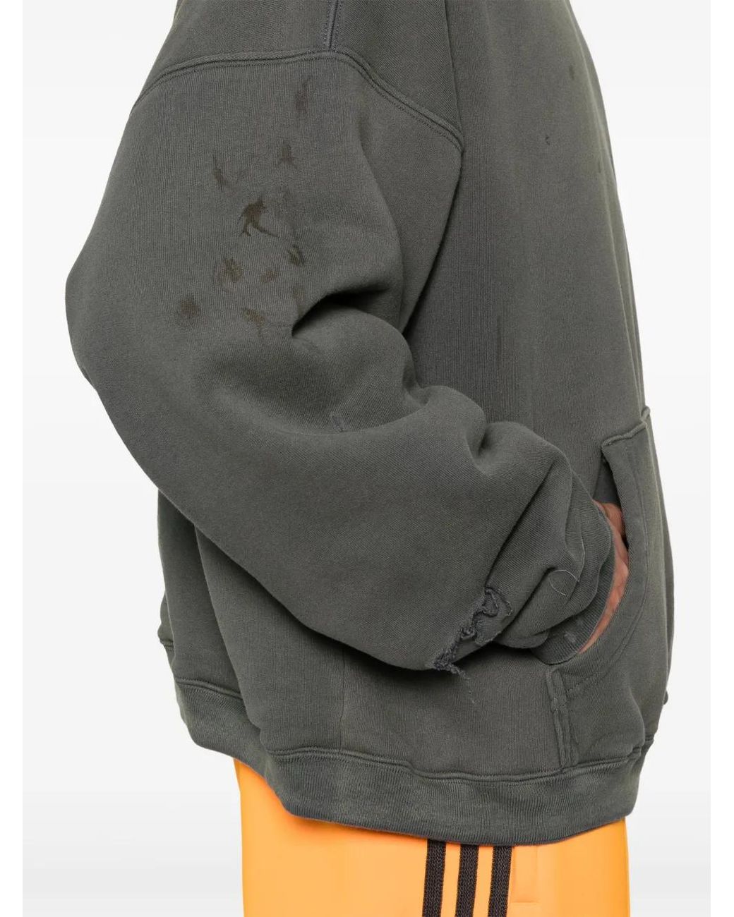 Enfants Riches Deprimes Gray Distressed-Logo Hoodie for men