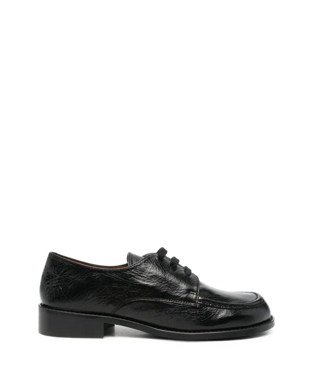 Angel Alarcon Black Lace-Up Crinkled-Effect Derby Shoes