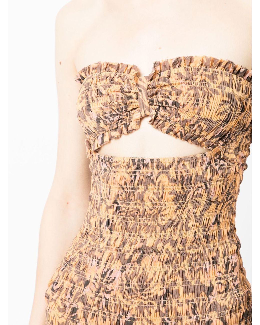 Bec & Bridge Samara Shirred Strapless Dress in Natural | Lyst