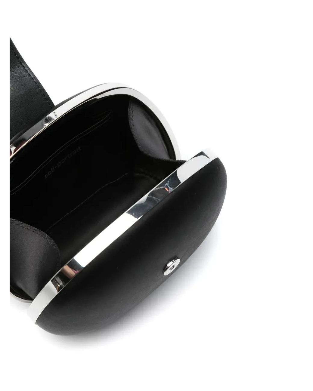 Self-Portrait Black Satin Top Handle Clutch Bag Bags
