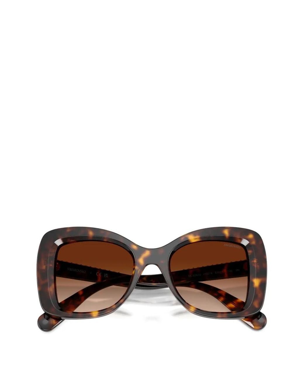 Swarovski Brown Crystal-Embellished Square-Frame Sunglasses