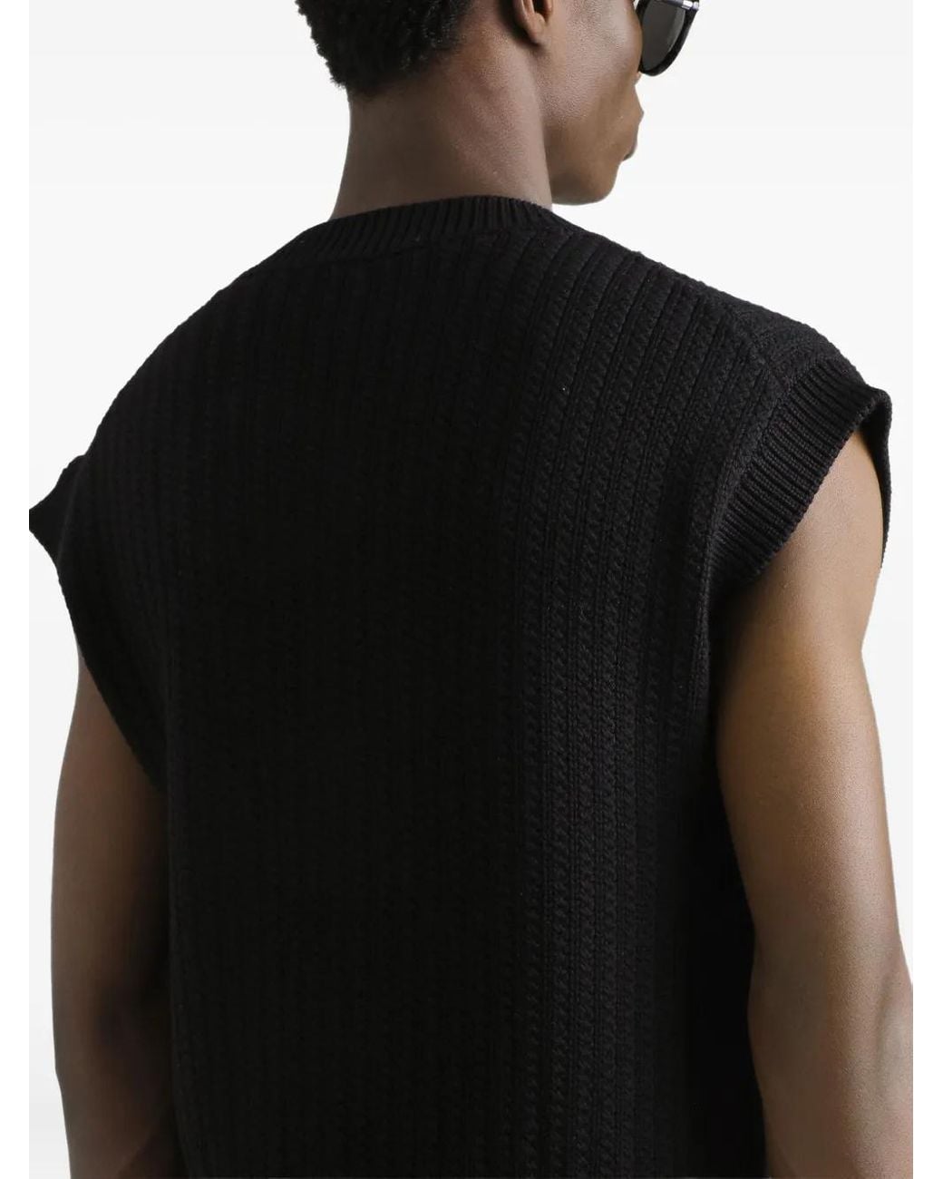 Dolce & Gabbana Black Embellished V-Neck Knitted Vest for men