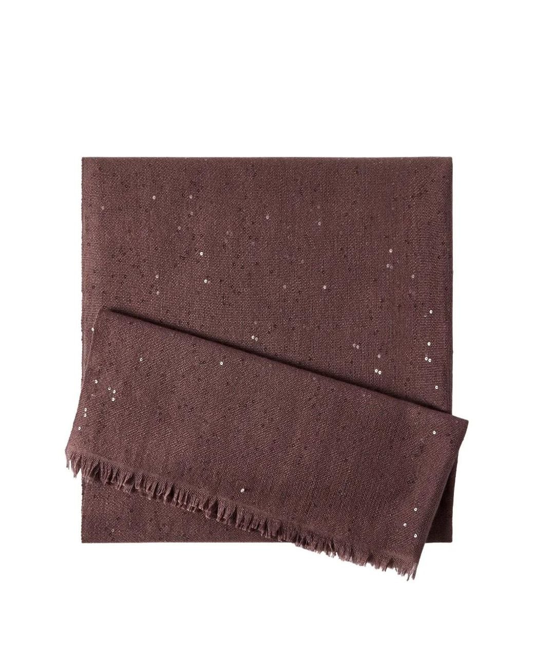 Brunello Cucinelli Brown Cashmere And Silk Diamond Yarn Scarf
