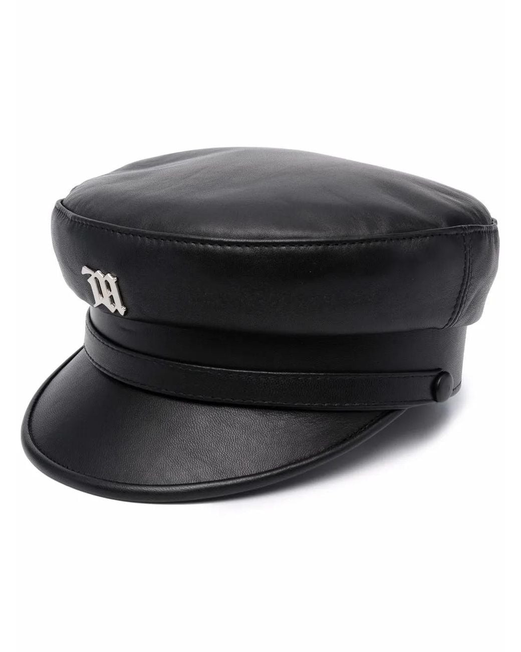M I S B H V Black Logo-Plaque Baker Boy Cap