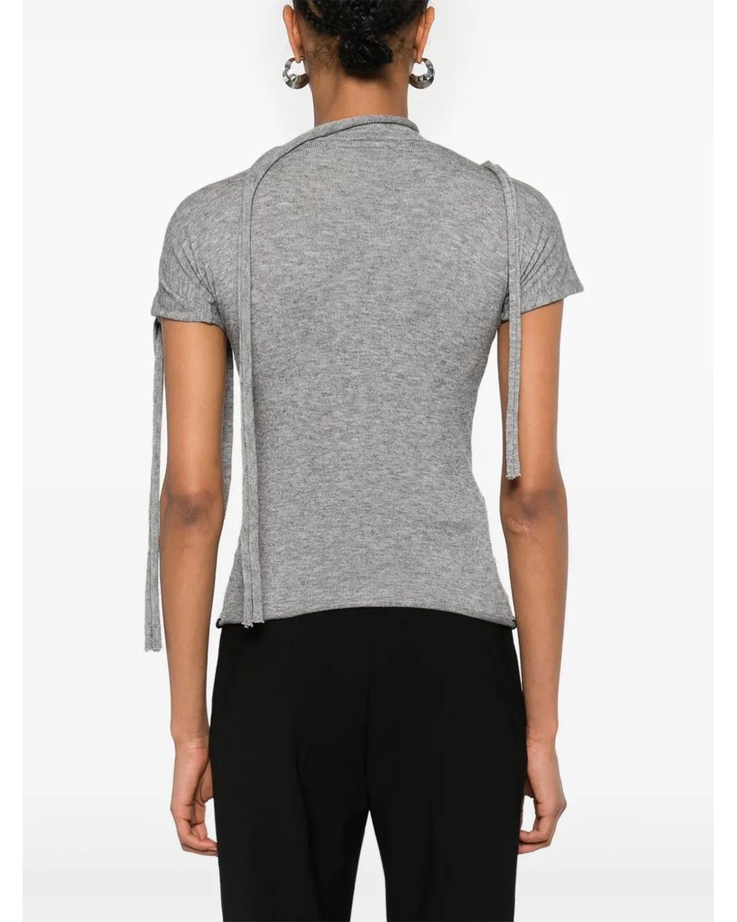 OTTOLINGER Gray Strappy Knitted T-Shirt