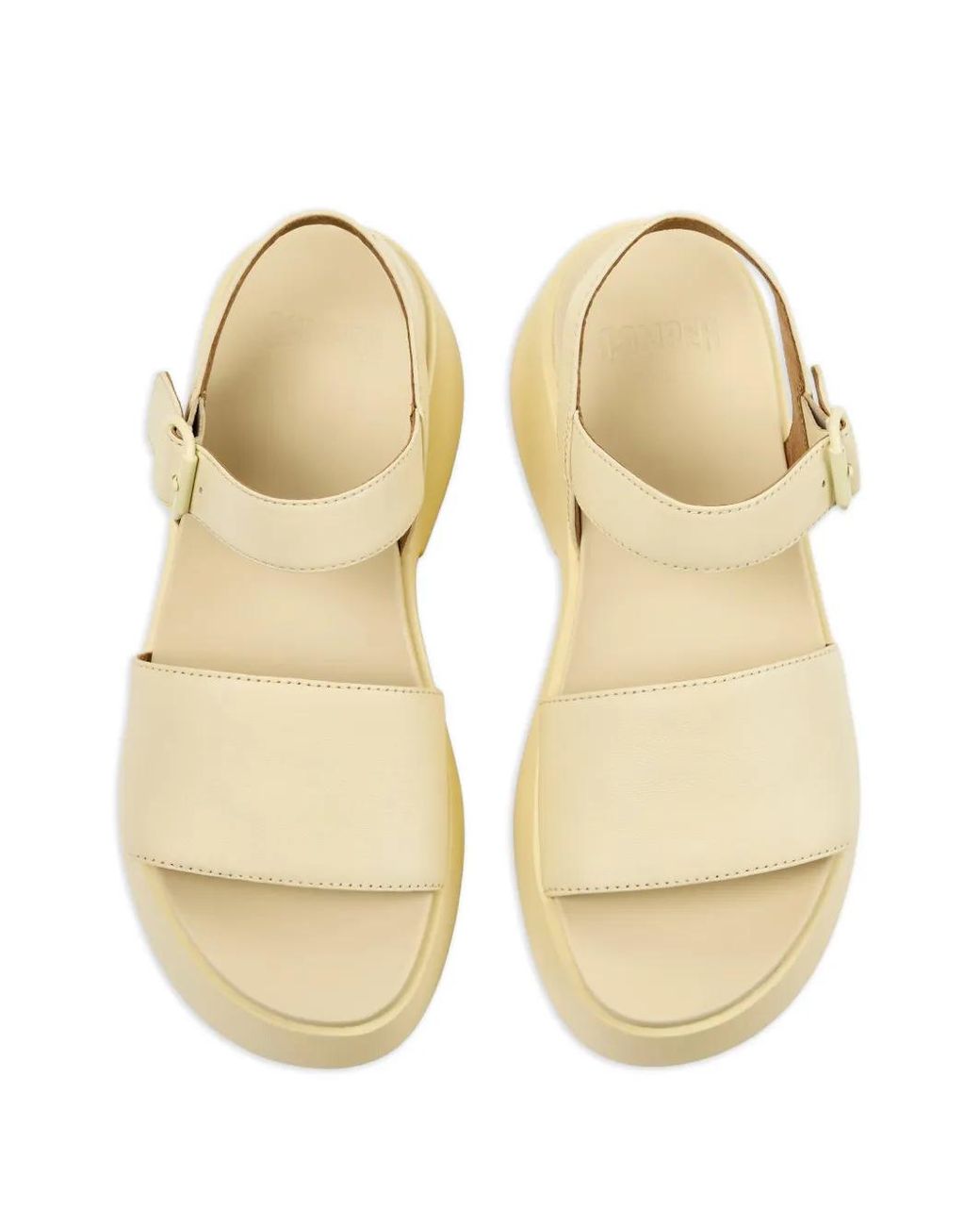 Camper Natural Tasha Buckle Leather Sandals