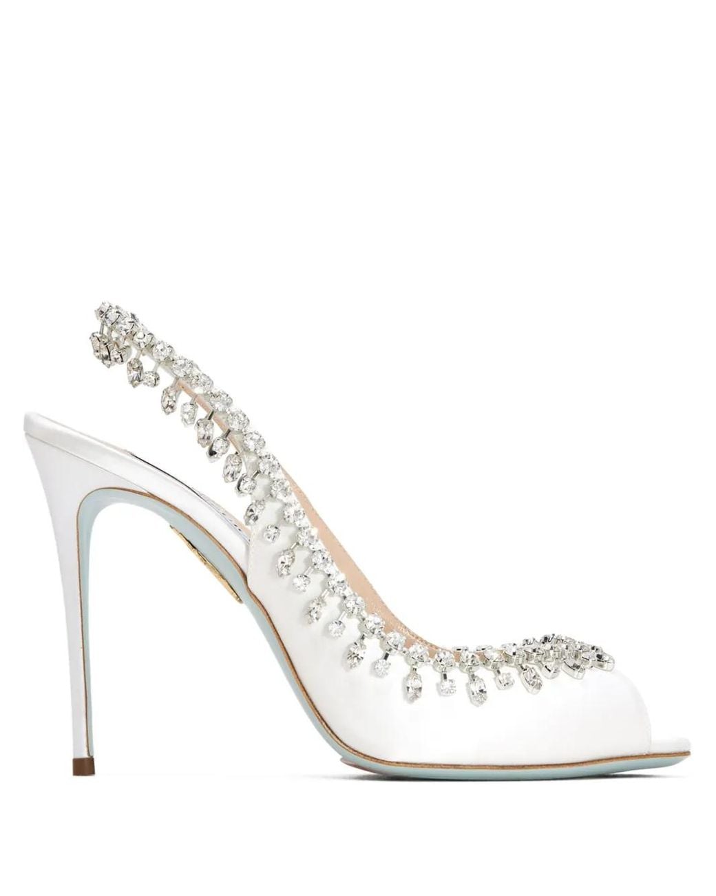 Aquazzura White 105Mm Temptation Crystal-Embellished Slingback Sandals