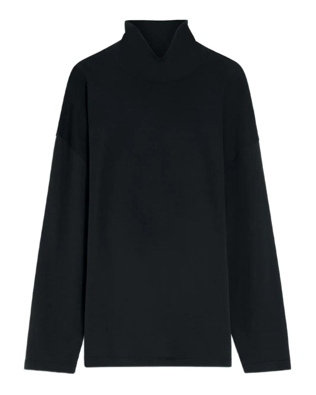 Lemaire Black Relaxed Mock Neck T-Shirt