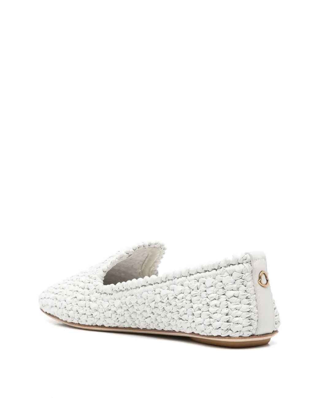 Moncler White Interwoven-Design Slippers