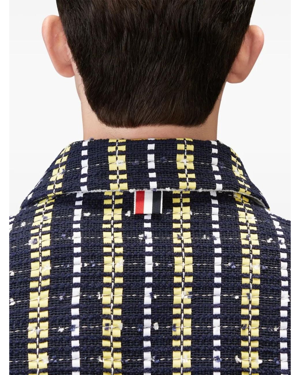Thom Browne Blue Repp Stripe Grosgrani Tweed Golf Jacket for men