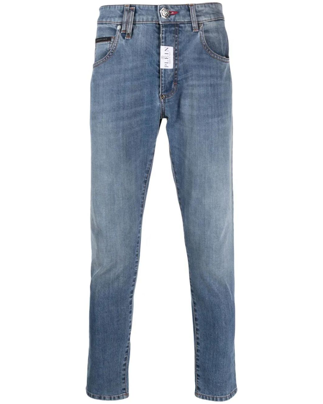 Philipp Plein Blue Skinny Low-Rise Denim Jeans for men