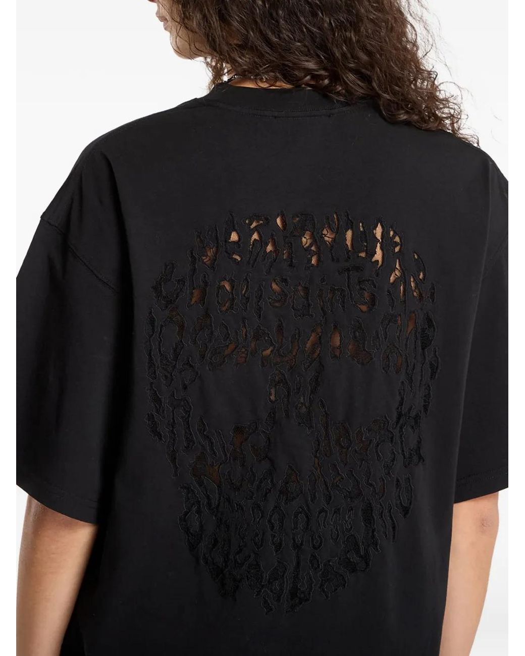 AllSaints Black Amelie Skull-Graphic T-Shirt