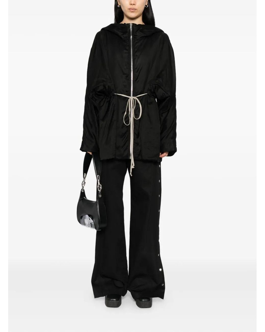Rick Owens Black Drawstring-Hem Jacket