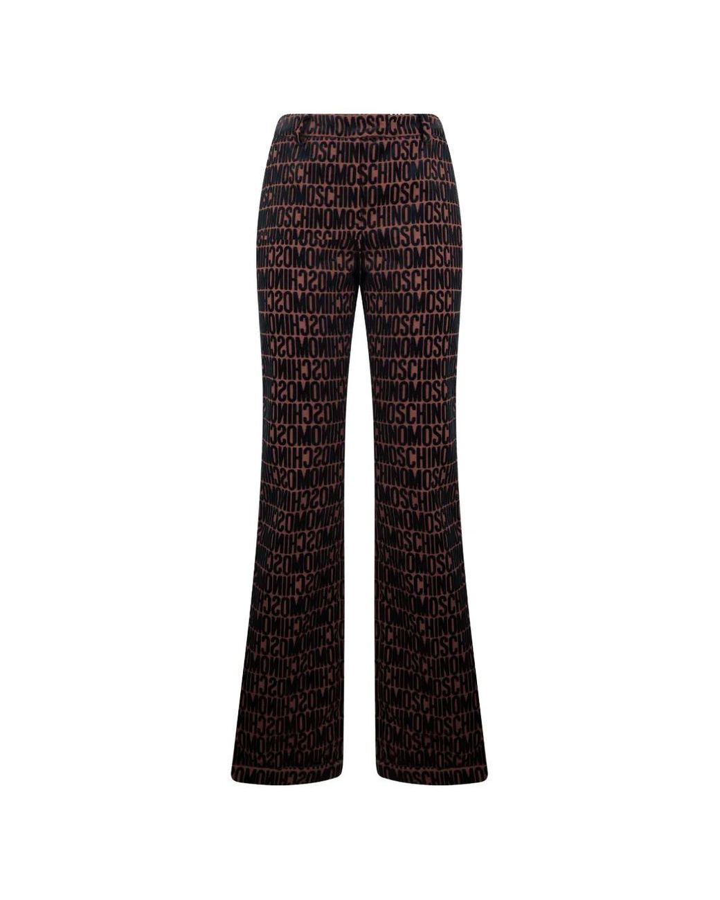 Moschino Brown Logo-Print Flared Trousers