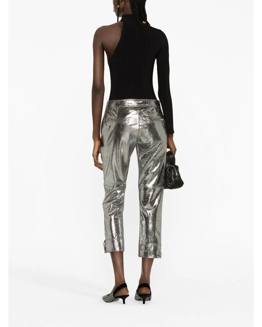 Isabel Marant Gray Ciane Metallic Cropped Trousers