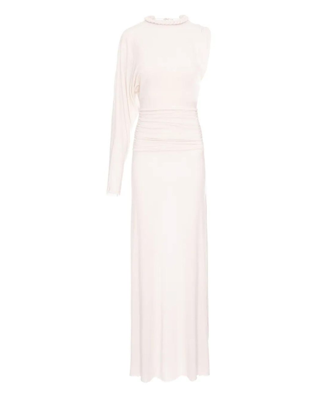 MANURI White Didi One-Sleeve Ruffled Dress