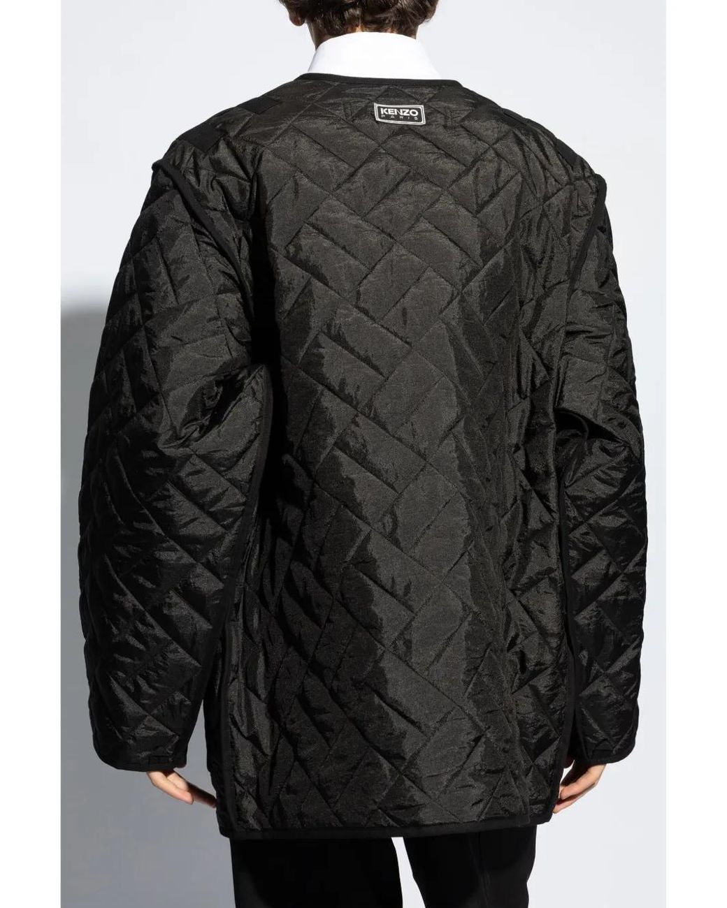KENZO Black Padded Logo-Patch Jacket for men