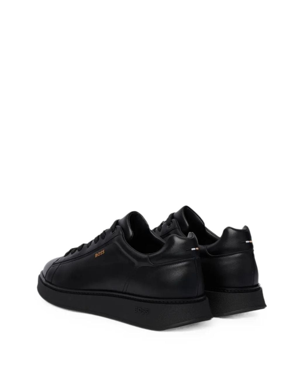 Boss Black Logo-Print Leather Sneakers for men