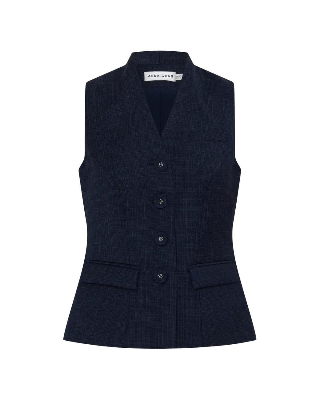 Anna Quan Blue Reid Button-Up Tailored Top