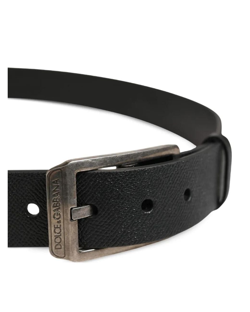 Dolce & Gabbana White Leather Buckle Belt for men