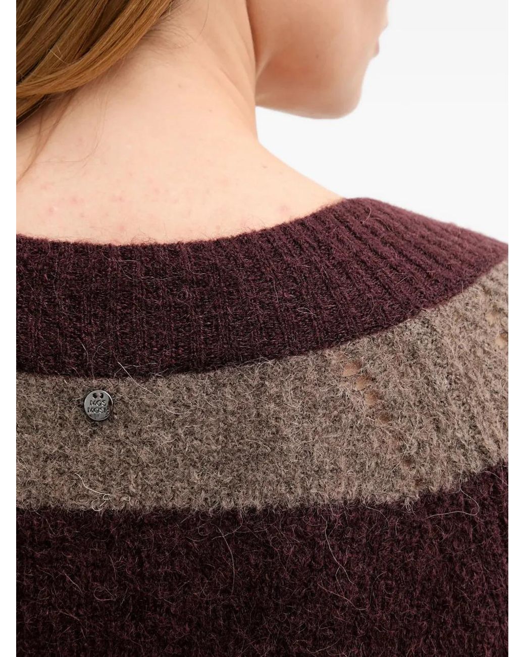 Mos Mosh Brown Striped V-Neck Sweater
