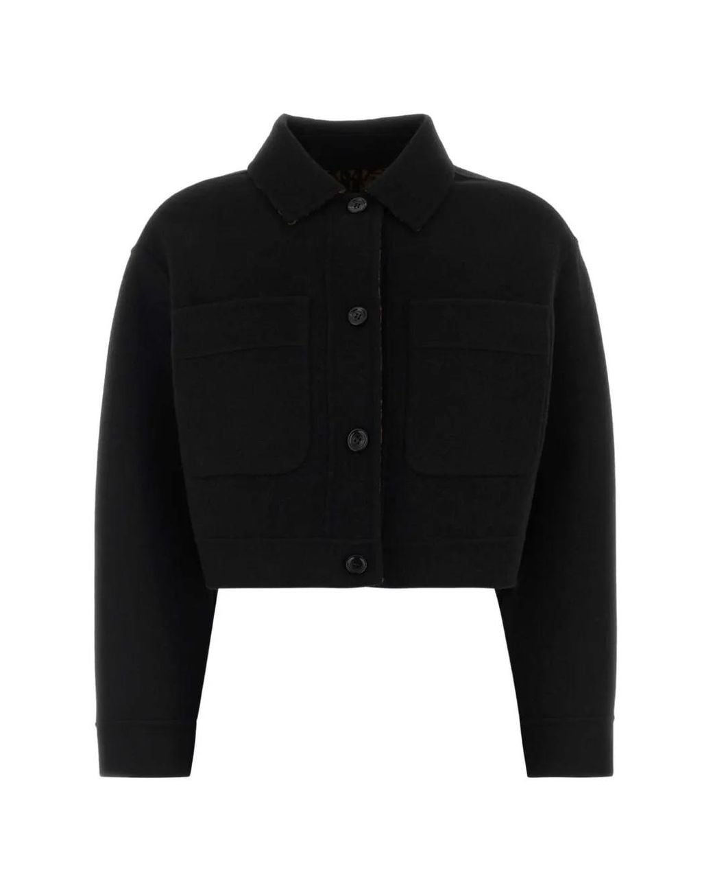 Max Mara Black Button-Up Cropped Jacket