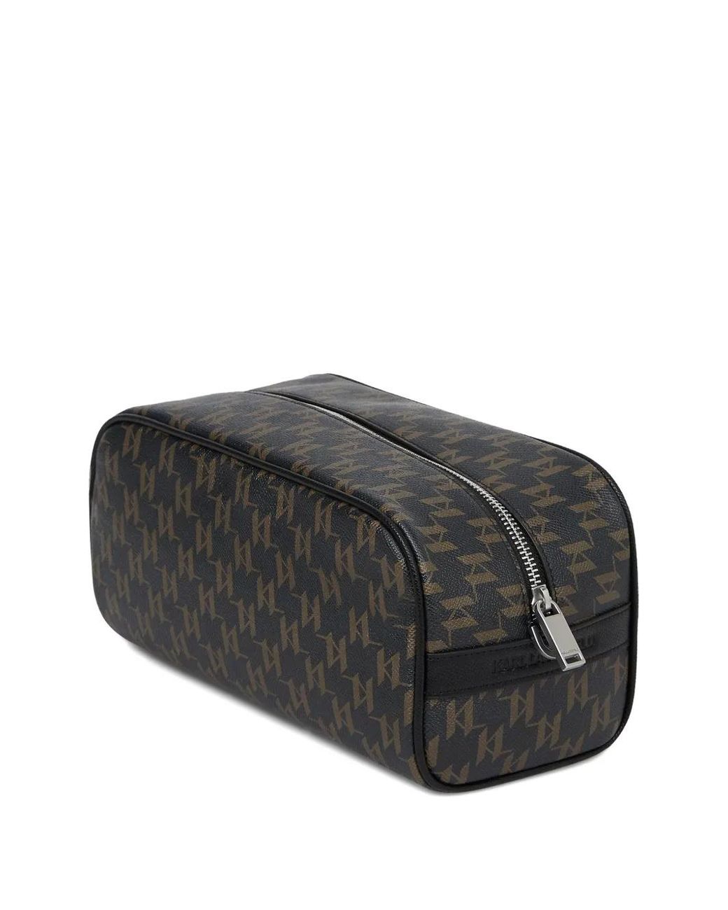 Karl Lagerfeld Black Monogram-Pattern Wash Bag for men