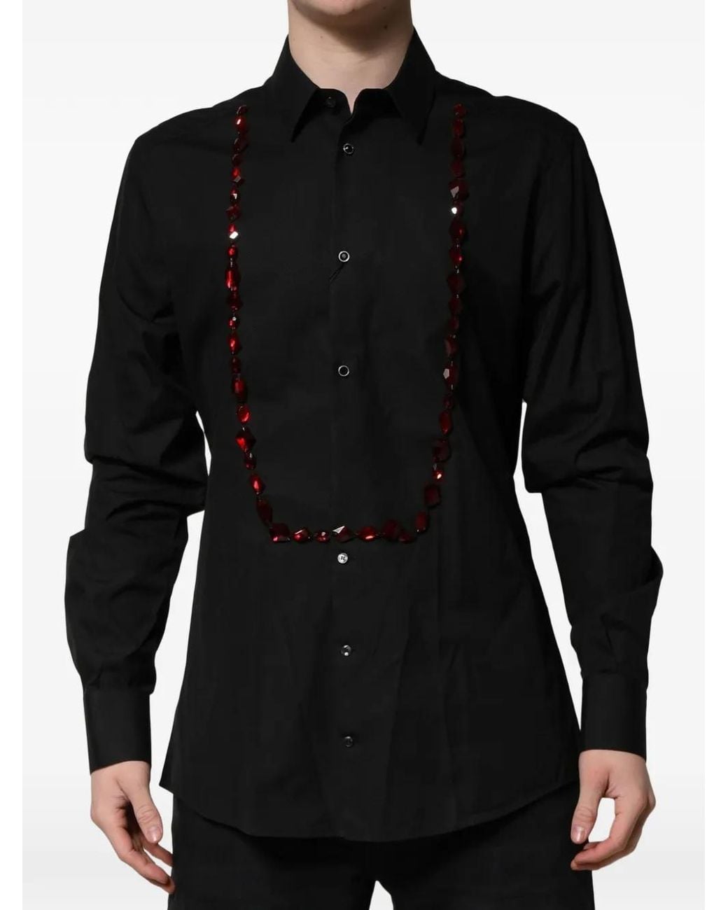 Dolce & Gabbana Black Crystal-Embellished Shirt for men