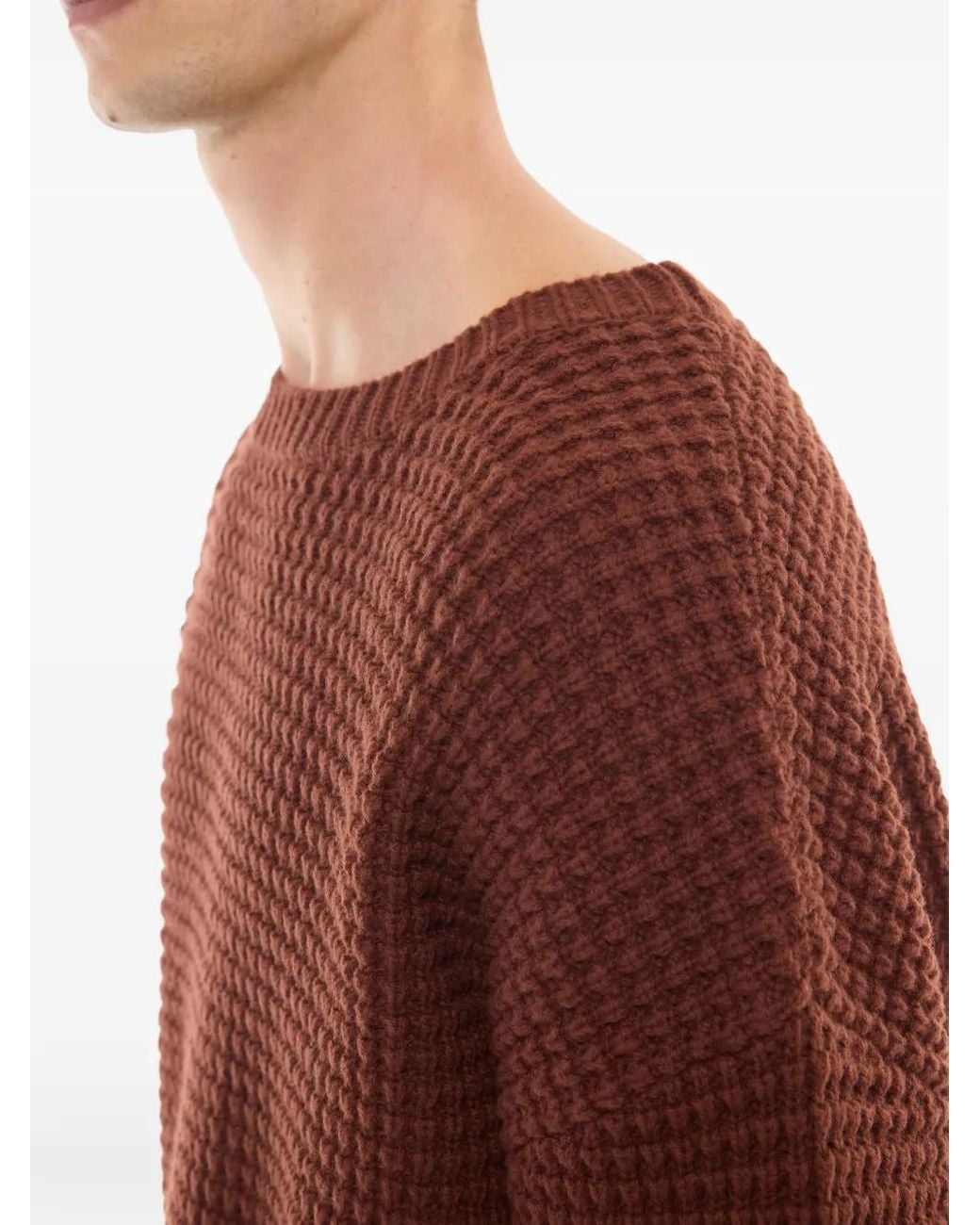 Fursac Pullover Mit Waffelstrick-Muster in Brown für Herren