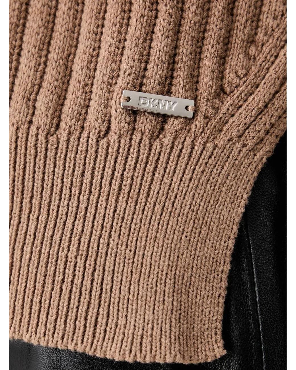 DKNY Black Ribbed-Knit Raglan-Sleeve Hoodie