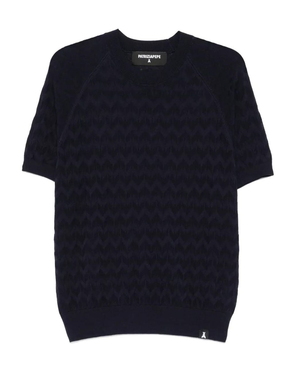 Patrizia Pepe Blue Chevron-Pattern Short-Sleeve T-Shirt for men