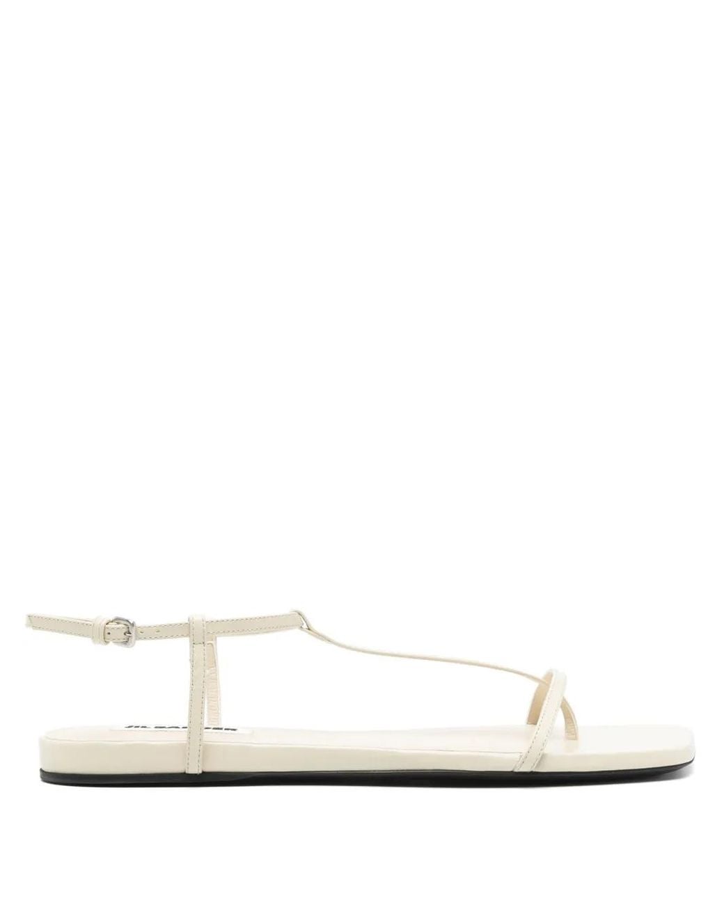 Jil Sander White Square-Toe Thong Sandals