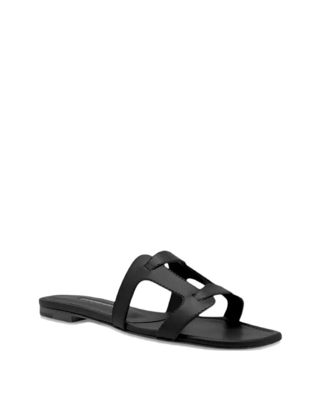 Manolo Blahnik White Grellanuflat Cut-Out Sandals